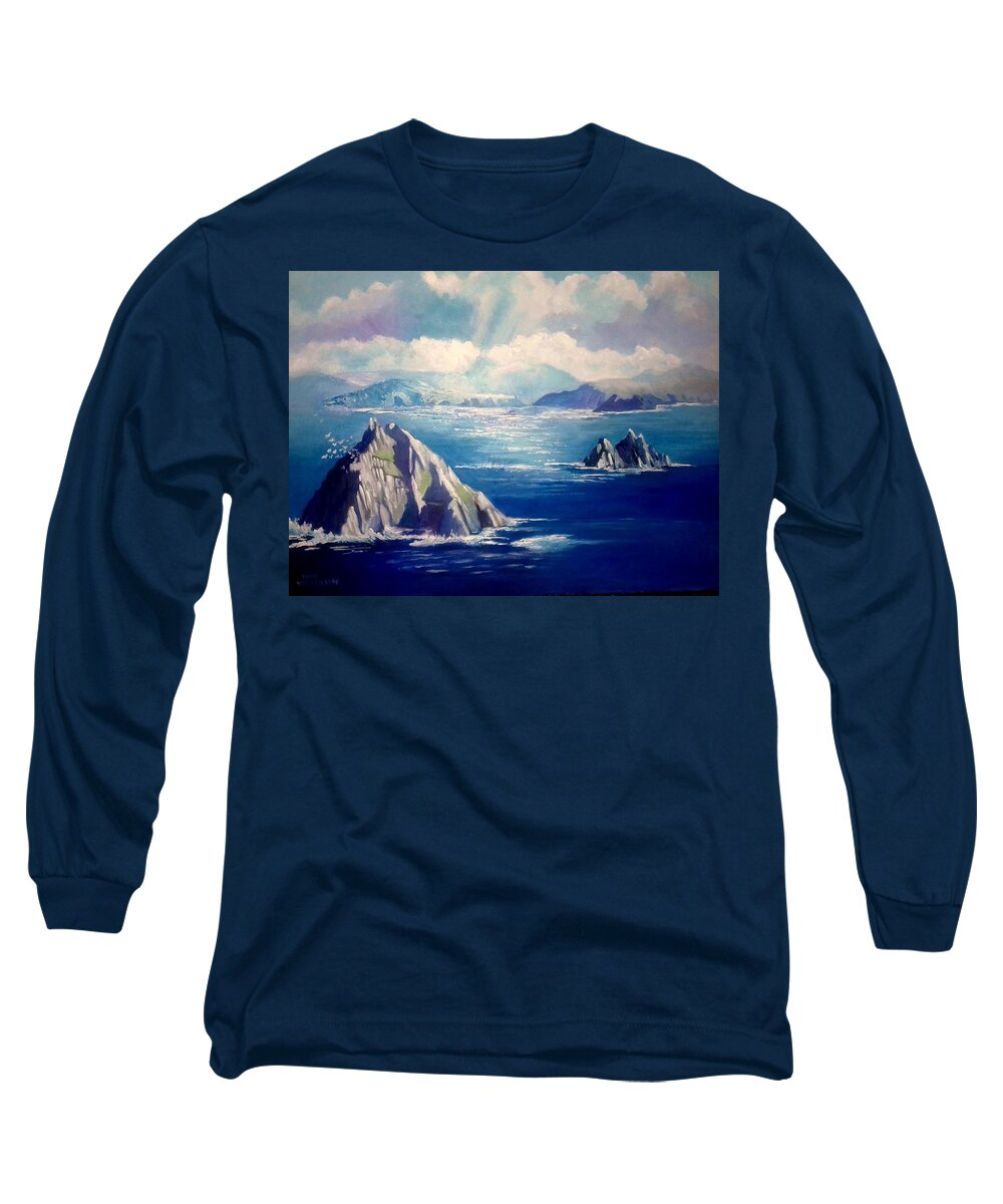 Starwars Long Sleeve T-Shirt featuring the painting Skelligs Ireland by Paul Weerasekera