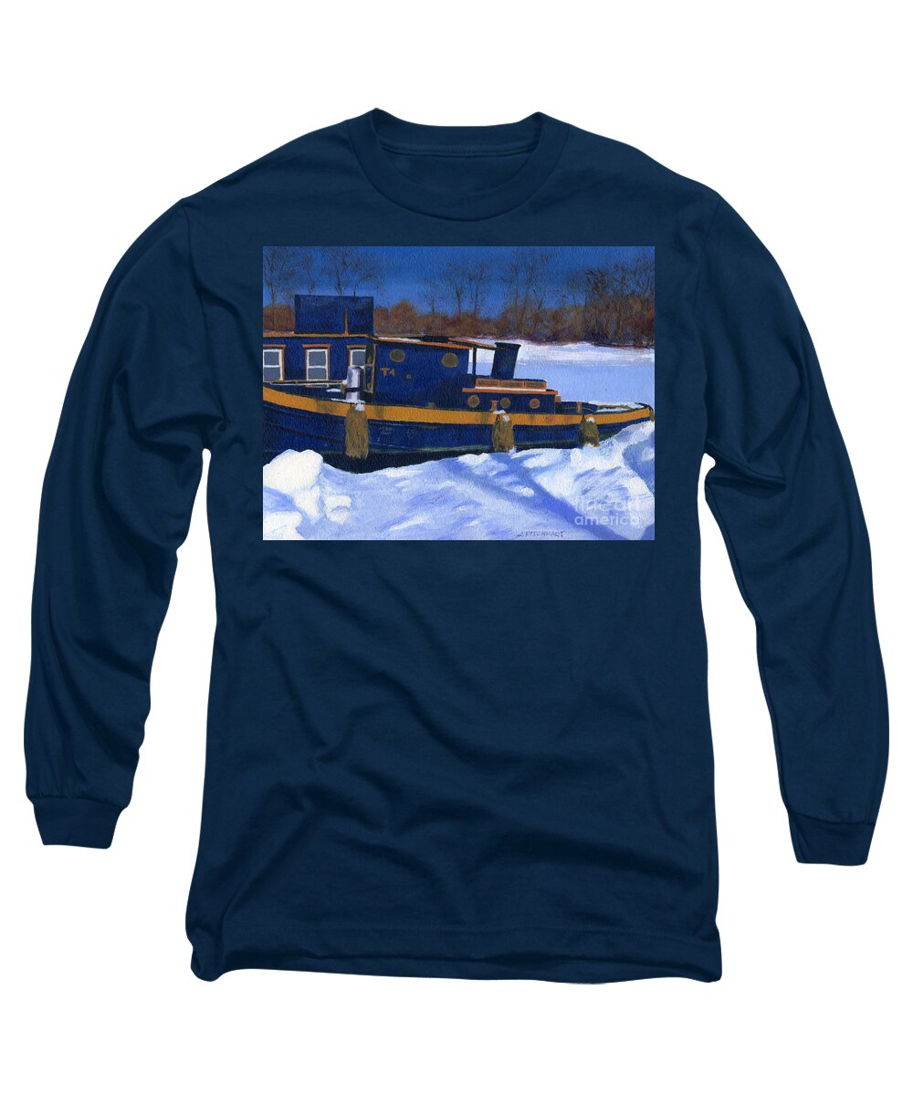 Acrylic Long Sleeve T-Shirt featuring the painting Sleeping Barge by Lynne Reichhart