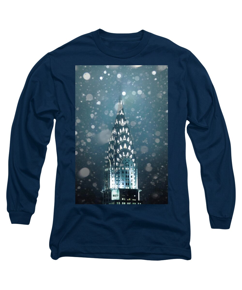 New York City Long Sleeve T-Shirt featuring the photograph Snowy Spires by Az Jackson