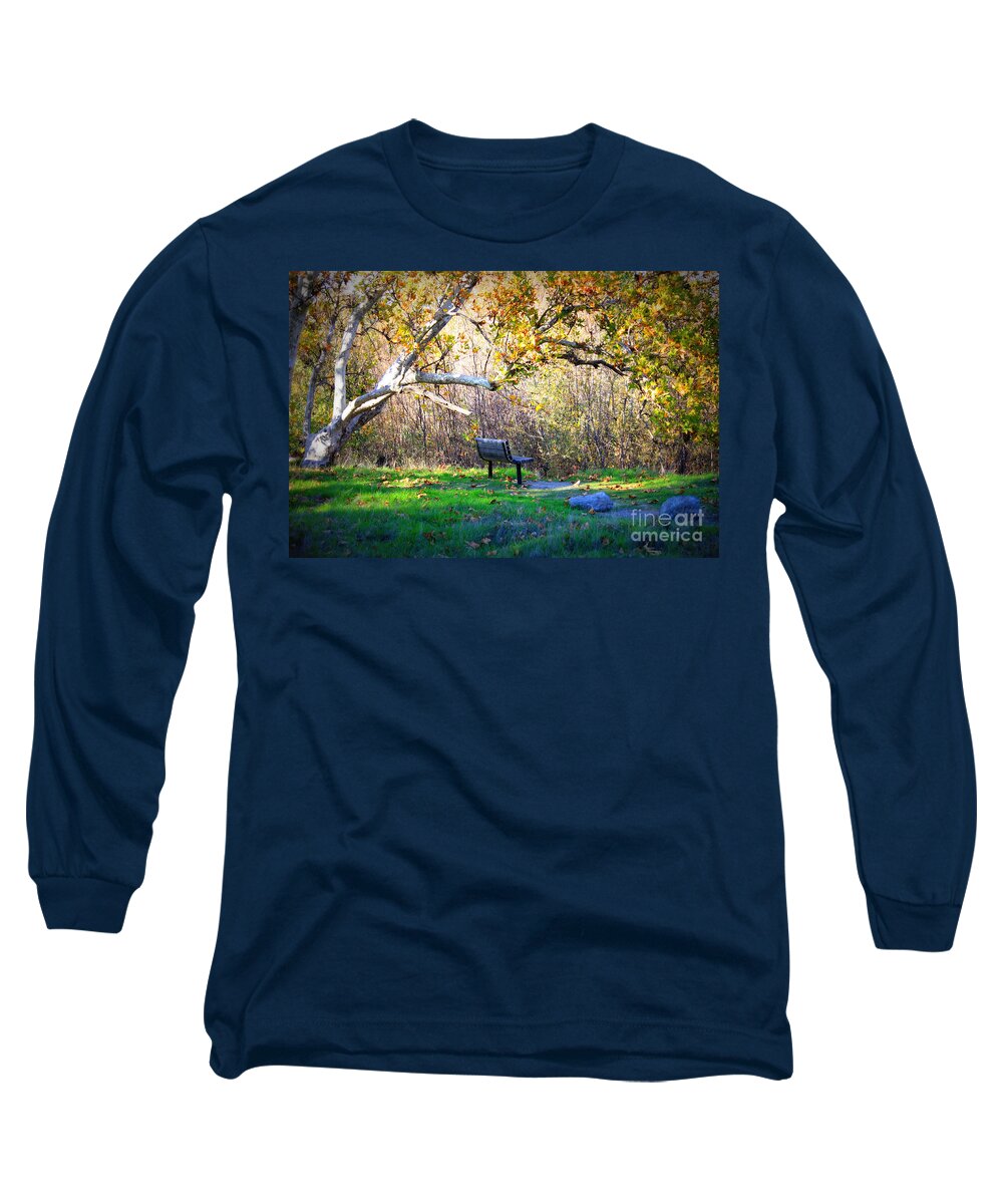 Landscape Long Sleeve T-Shirt featuring the photograph Solitude under the Sycamore by Carol Groenen