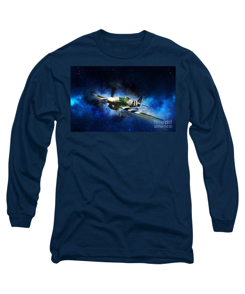 Hawker Typhoon Long Sleeve T-Shirt featuring the painting Hawker Typhoon by Ian Mitchell
