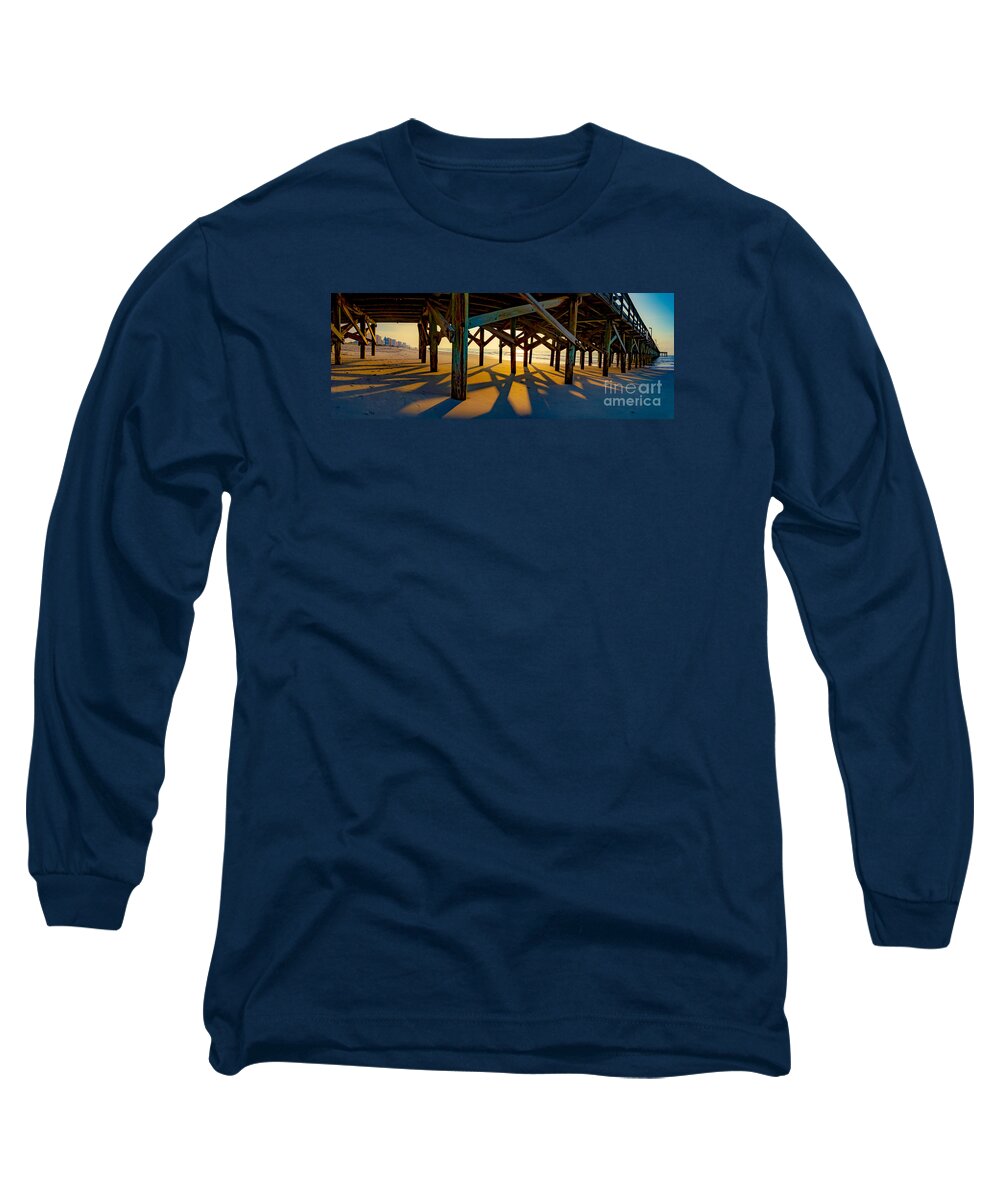 Springmaid Pier Long Sleeve T-Shirt featuring the photograph Springmaid Pier at Sunrise by David Smith