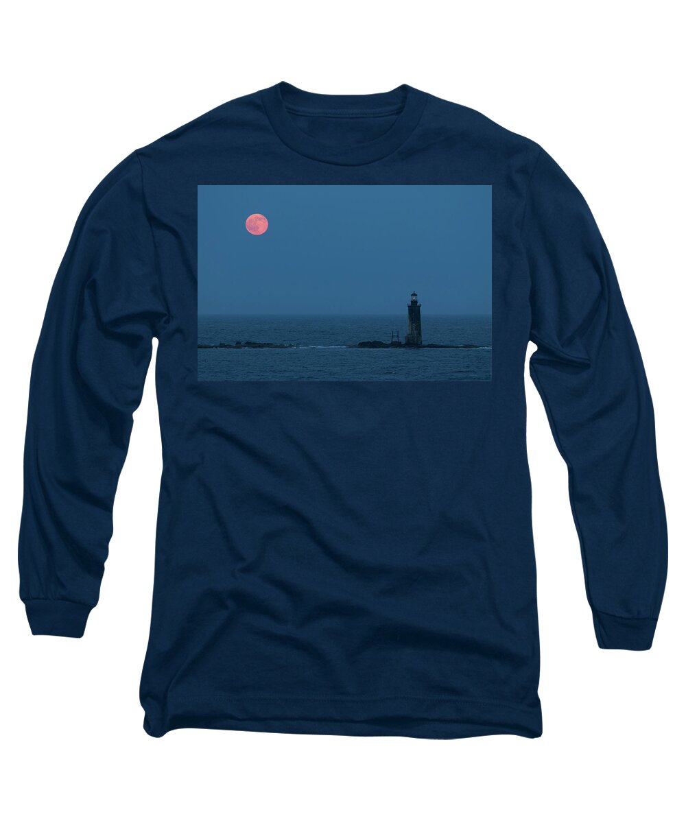 Maine Long Sleeve T-Shirt featuring the photograph Summer Solstice Strawberry Moon by Colin Chase