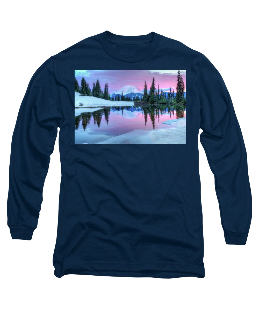 Mount Rainier Long Sleeve T-Shirt featuring the photograph Summer Thaw by Judi Kubes