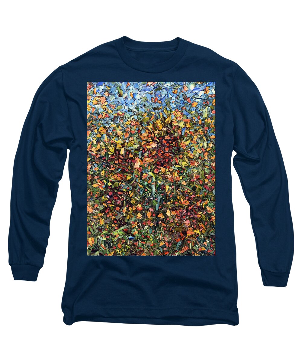 Abstract Long Sleeve T-Shirt featuring the painting Sunflowers by James W Johnson