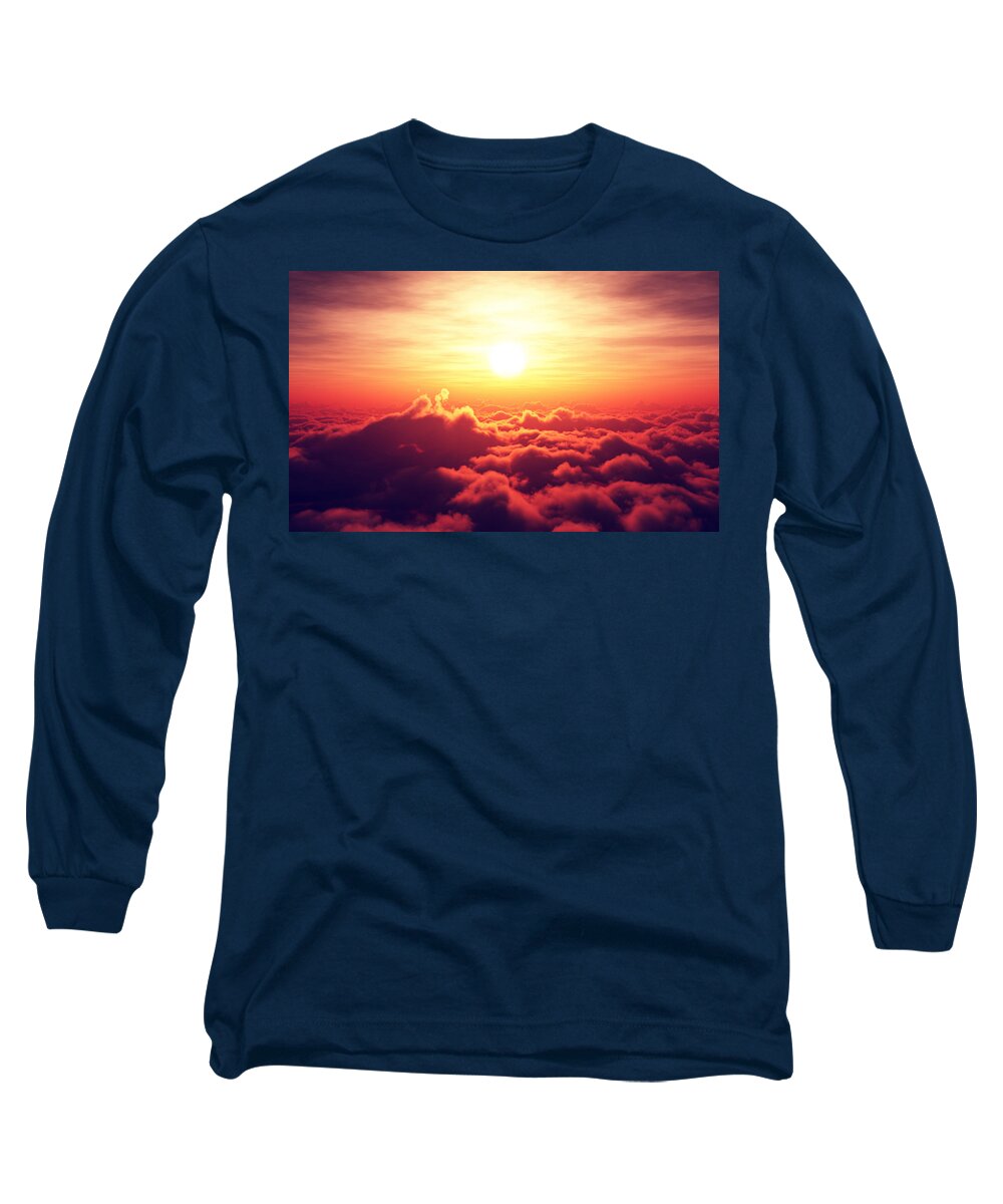 Sunrise Long Sleeve T-Shirt featuring the photograph Sunrise above the clouds by Johan Swanepoel