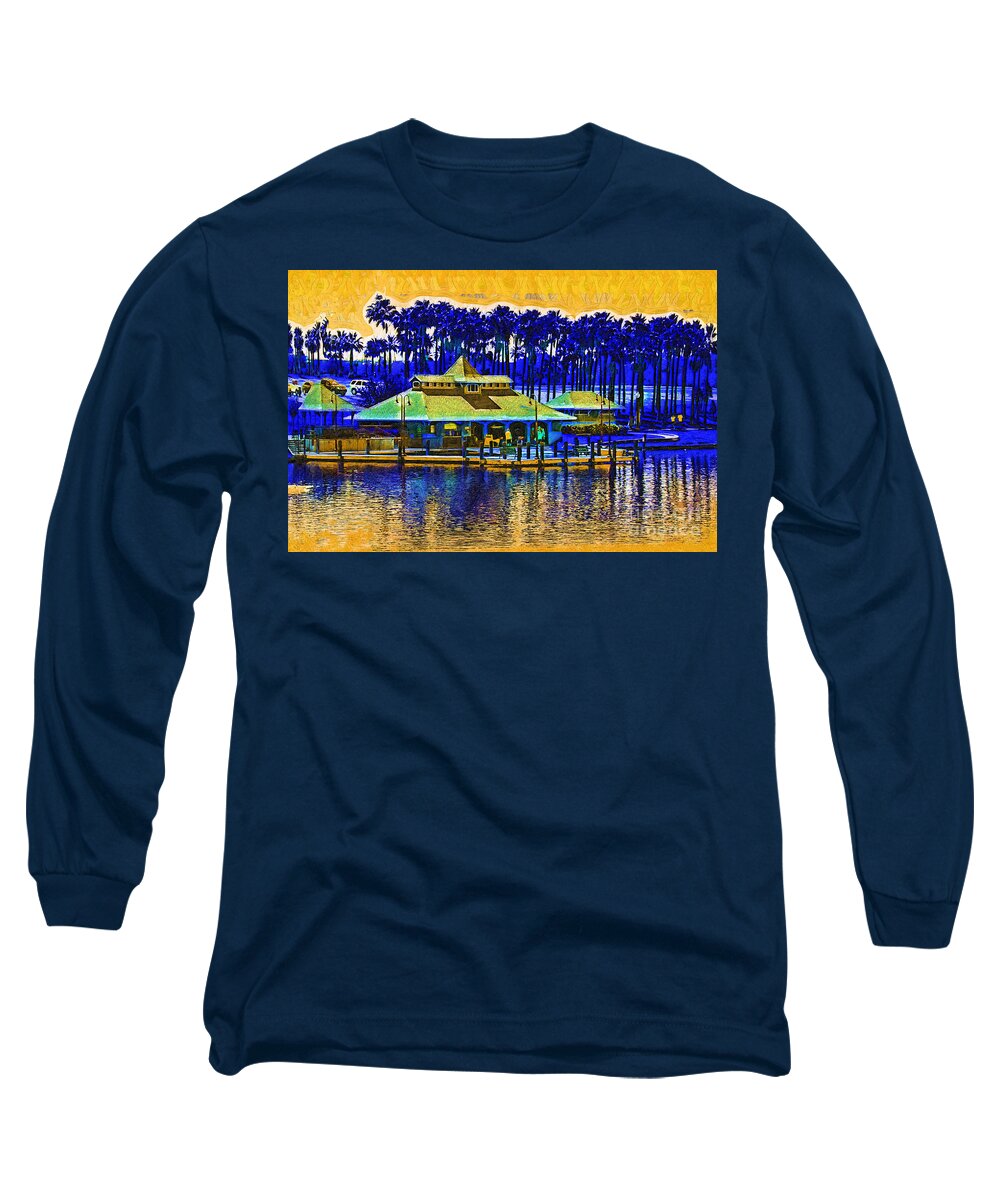 Boathouse Long Sleeve T-Shirt featuring the digital art Sunrise At The Boat Dock by Kirt Tisdale