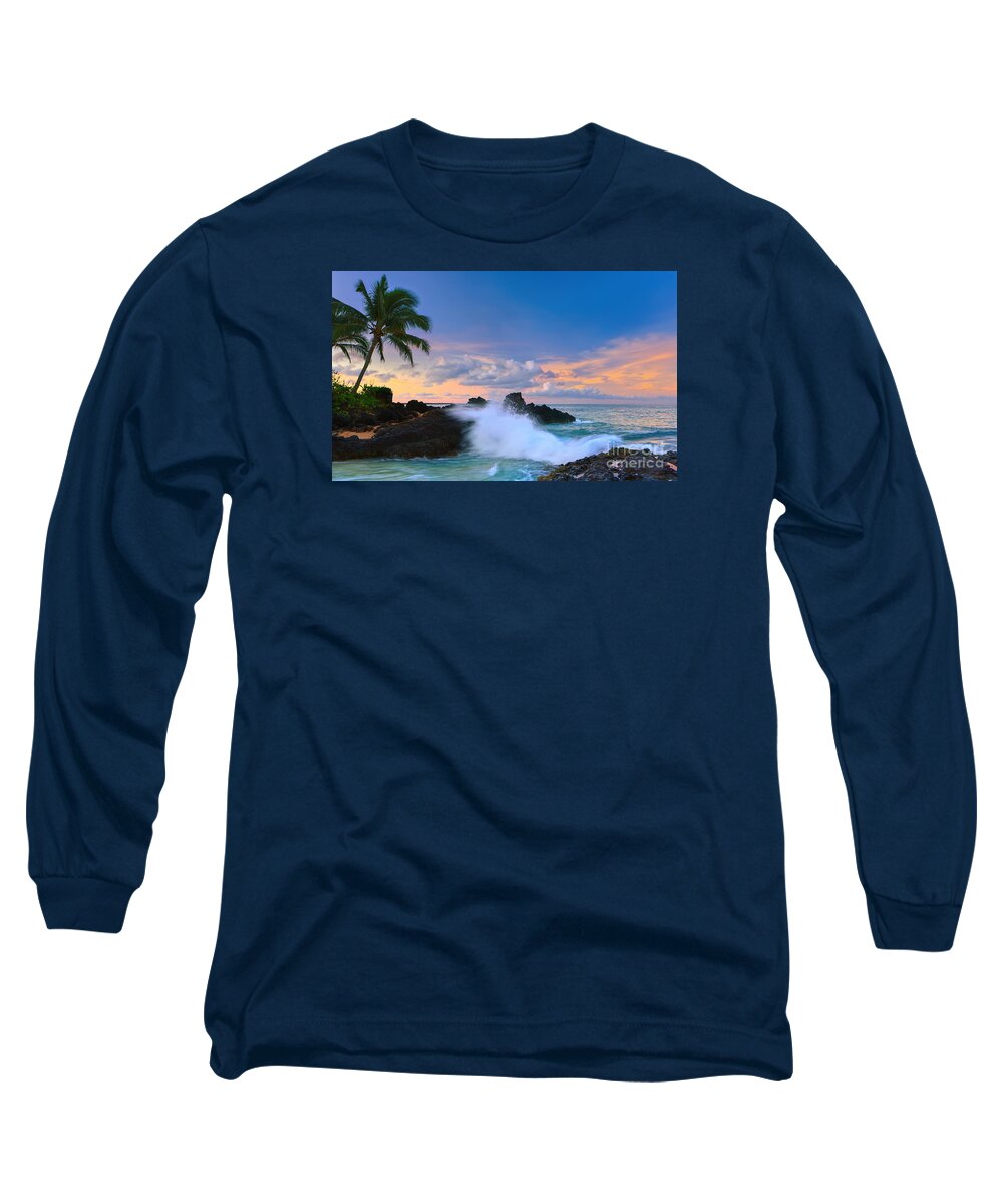 Beach Long Sleeve T-Shirt featuring the photograph Sunrise Secret Beach - Maui by Henk Meijer Photography