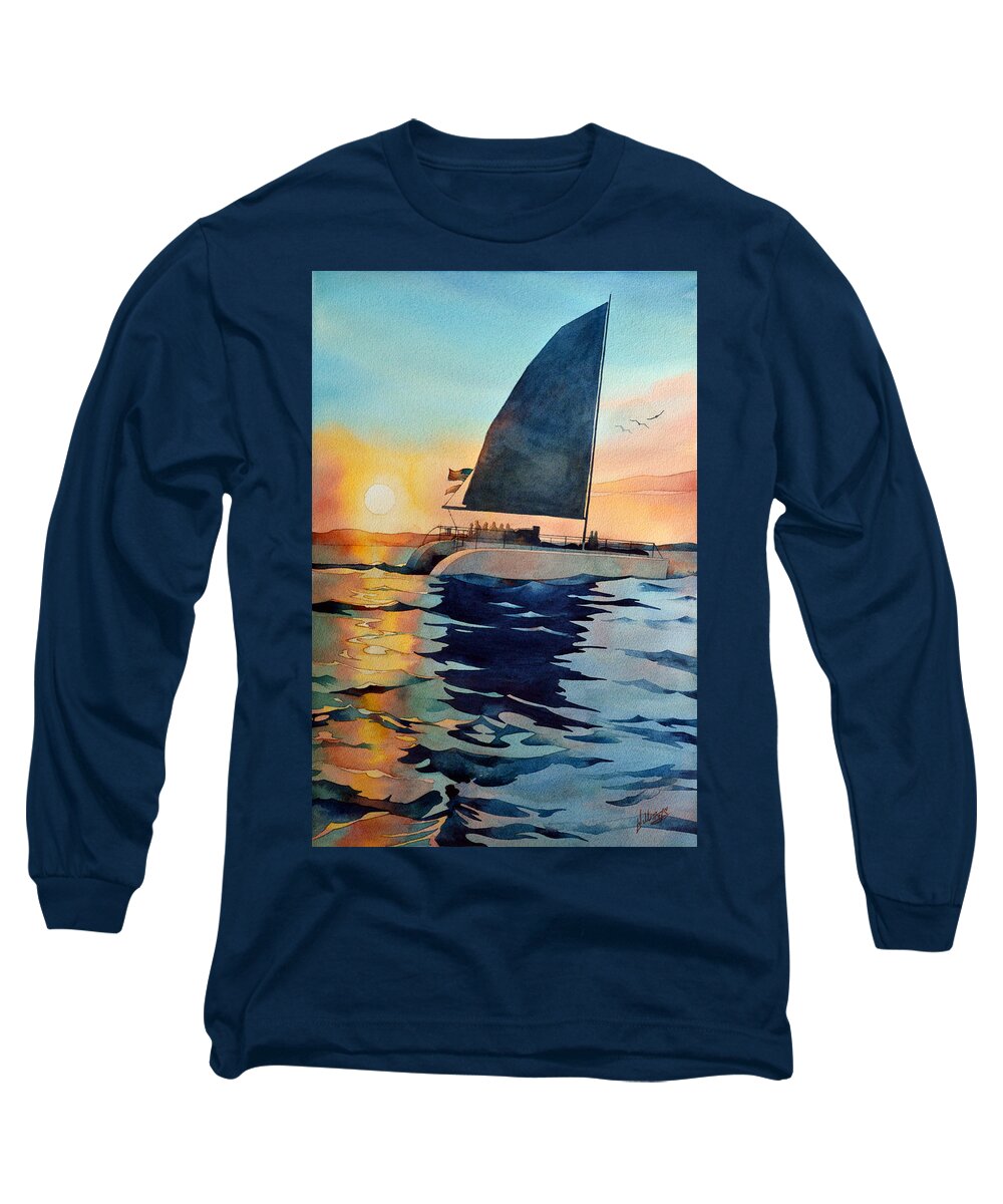 Water Long Sleeve T-Shirt featuring the painting Sunset Boulevard by Mick Williams
