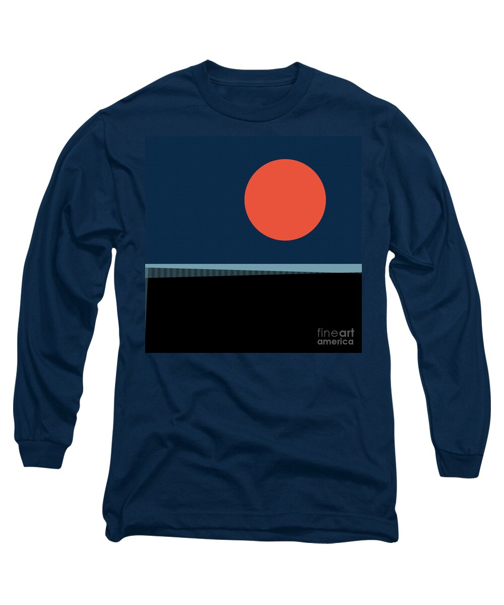 Abstract Long Sleeve T-Shirt featuring the digital art Supermoon over the Sea by Klara Acel