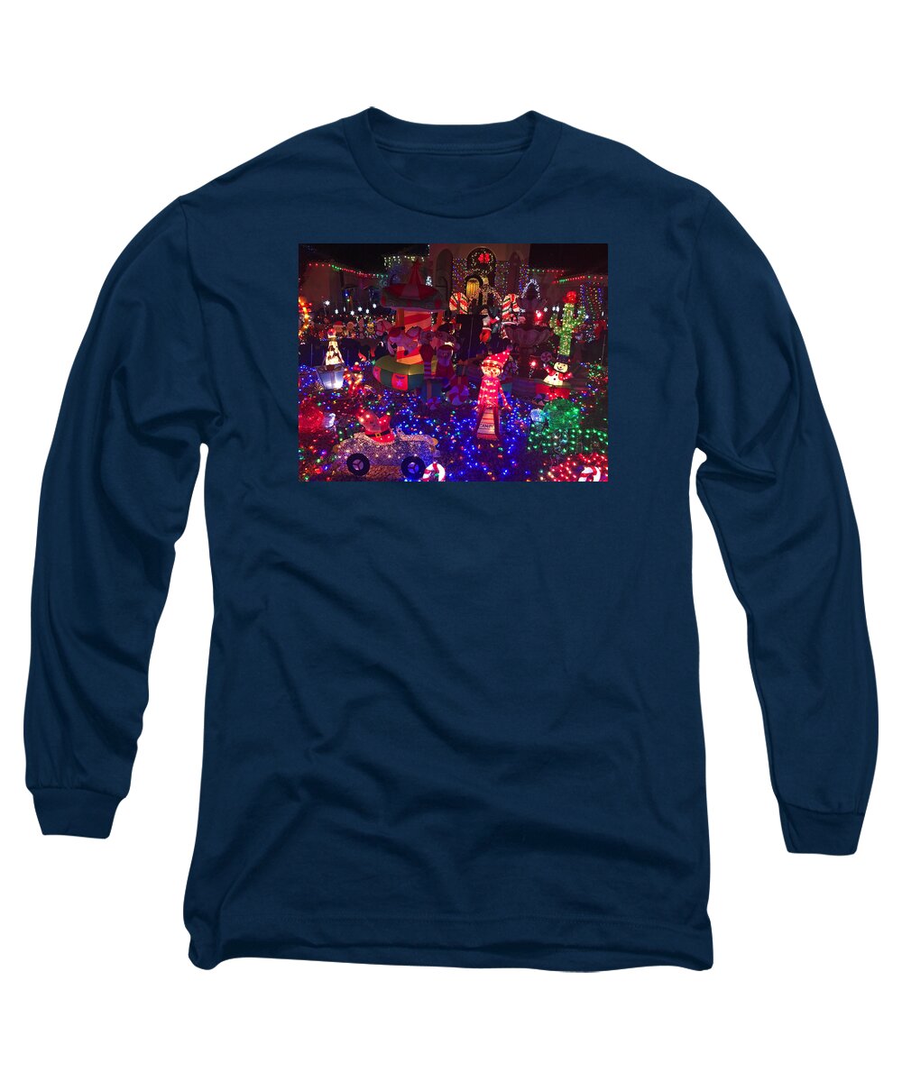 Taylor Long Sleeve T-Shirt featuring the photograph Taylor Residence Christmas Lights Extravaganza 1 by Robert Meyers-Lussier