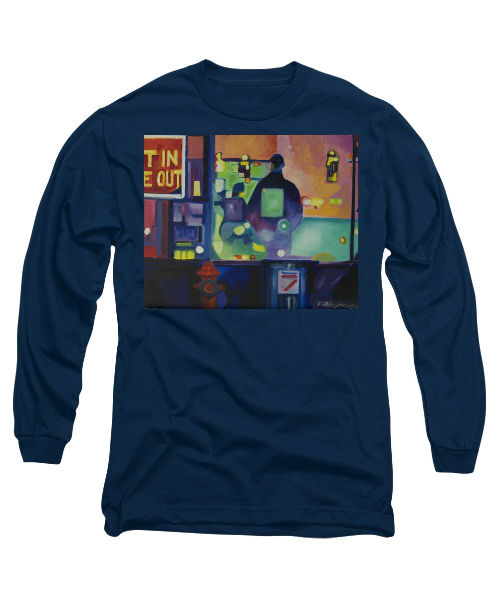Abstract Long Sleeve T-Shirt featuring the painting Ten Minutes by Patricia Arroyo