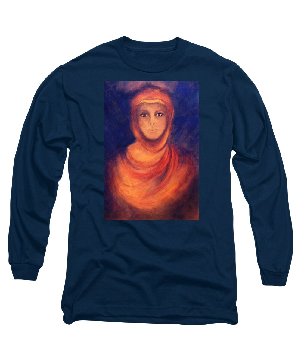 Woman Long Sleeve T-Shirt featuring the painting The Oracle by Marina Petro