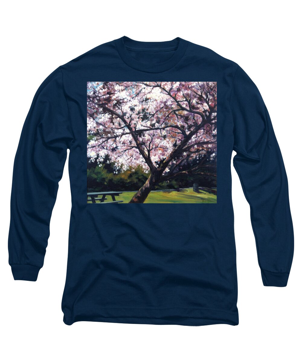 Spring Long Sleeve T-Shirt featuring the painting The picnic table by Rick Nederlof