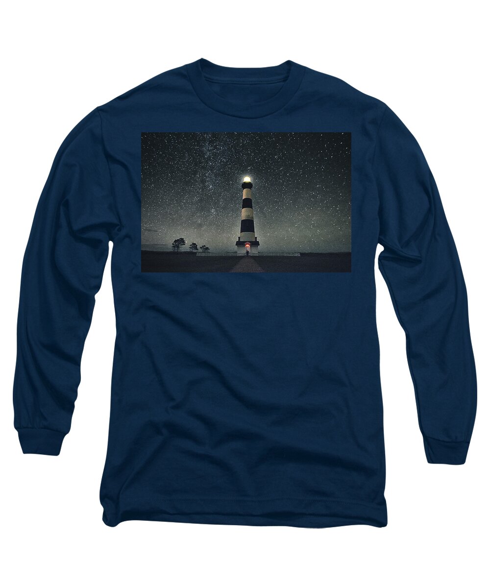 Lighthouse Long Sleeve T-Shirt featuring the photograph They Only Come Out At Night by Robert Fawcett
