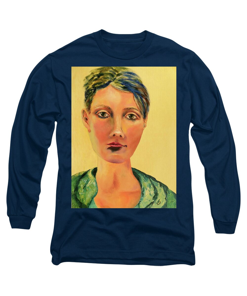 Big Eyes Long Sleeve T-Shirt featuring the painting Those Eyes by Kim Shuckhart Gunns