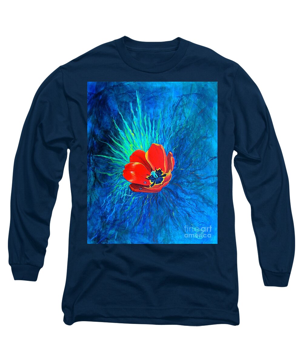 Tulip Long Sleeve T-Shirt featuring the painting Touched By His Light by Nancy Cupp