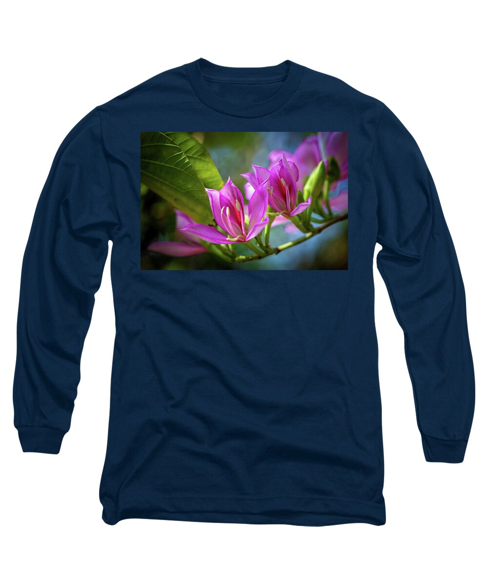 Flowers Long Sleeve T-Shirt featuring the photograph Tropical Line Dance by Laura Roberts