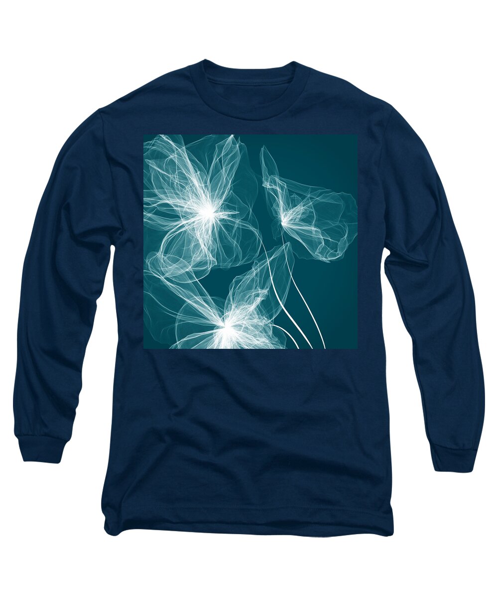Turquoise And White Long Sleeve T-Shirt featuring the painting Turquoise And White by Lourry Legarde
