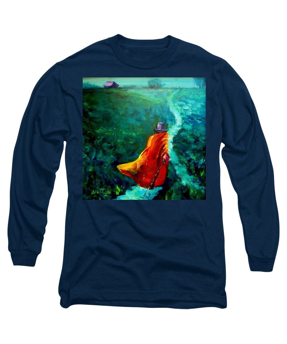 Expressionist Long Sleeve T-Shirt featuring the painting Up That Hill by Jason Reinhardt