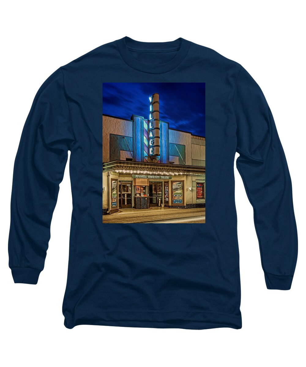  Village Theater Long Sleeve T-Shirt featuring the photograph Village Theater by Jerry Gammon