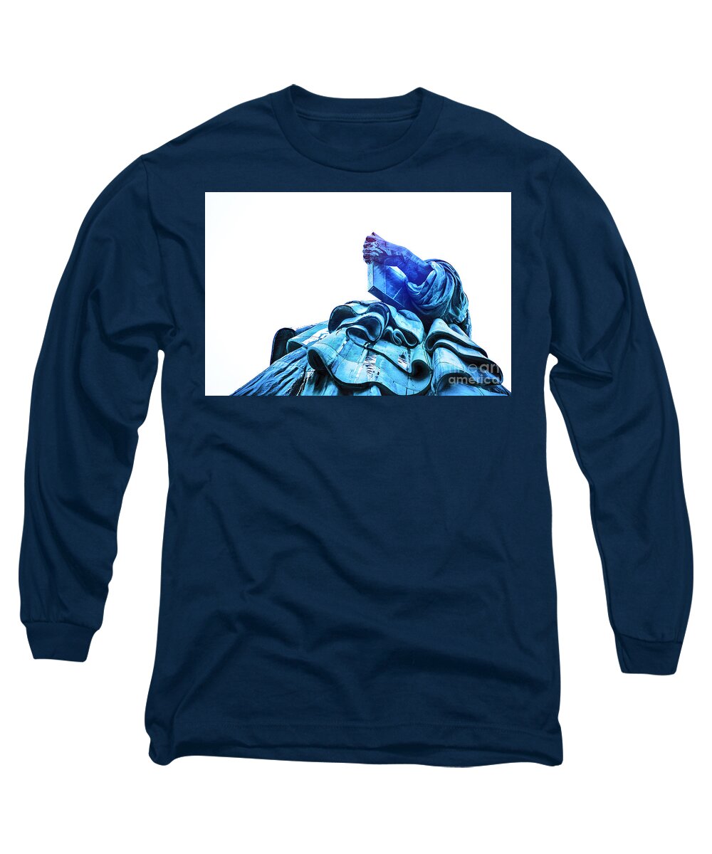 Statue Of Liberty Long Sleeve T-Shirt featuring the photograph Watching Liberty by HELGE Art Gallery