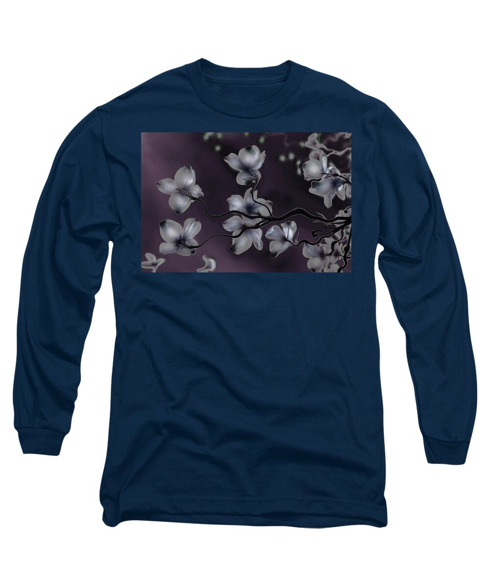 Dogwood Long Sleeve T-Shirt featuring the painting Wave Japanese Art by Gray Artus