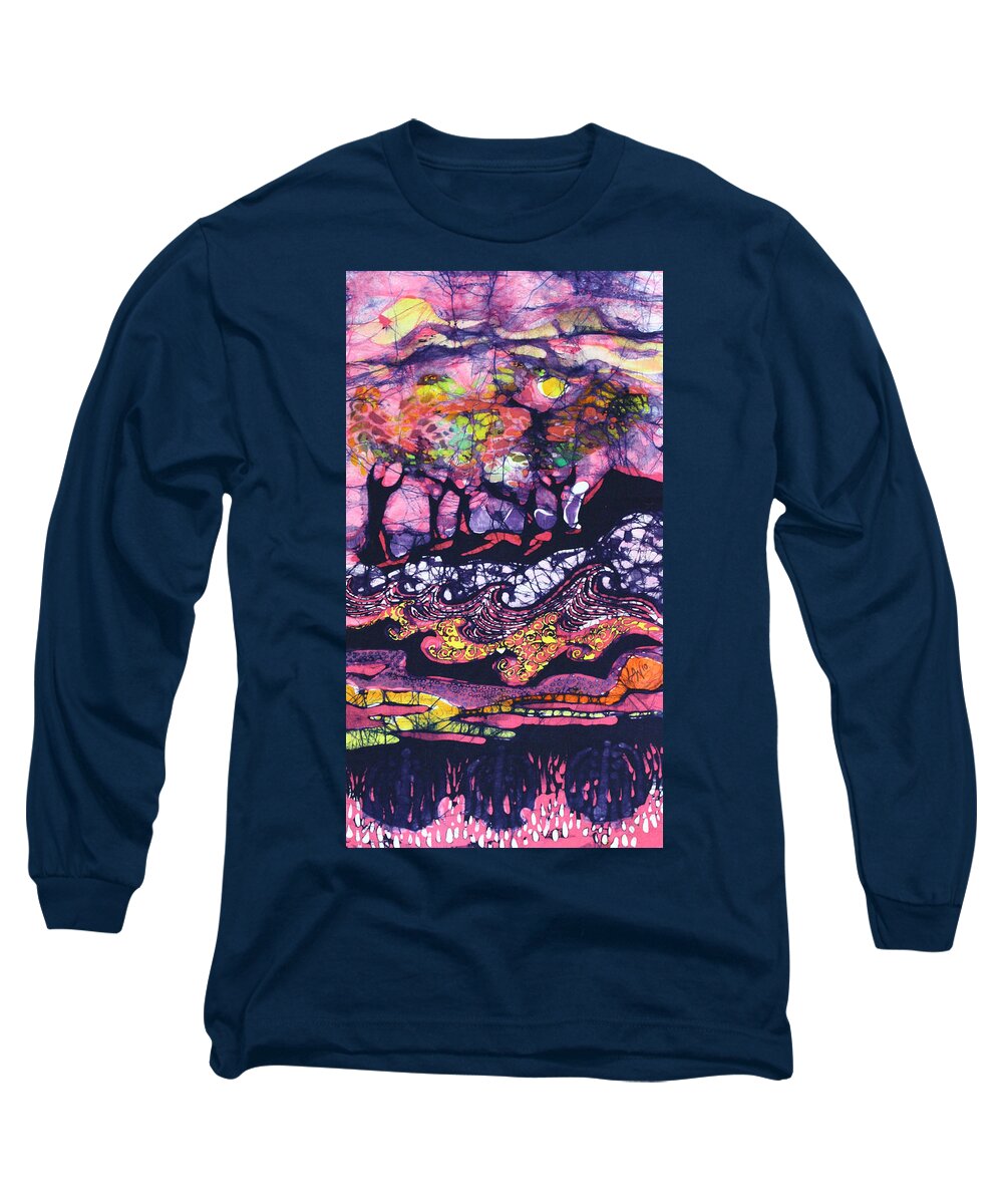 Wind Long Sleeve T-Shirt featuring the tapestry - textile Wind and Waves by Carol Law Conklin