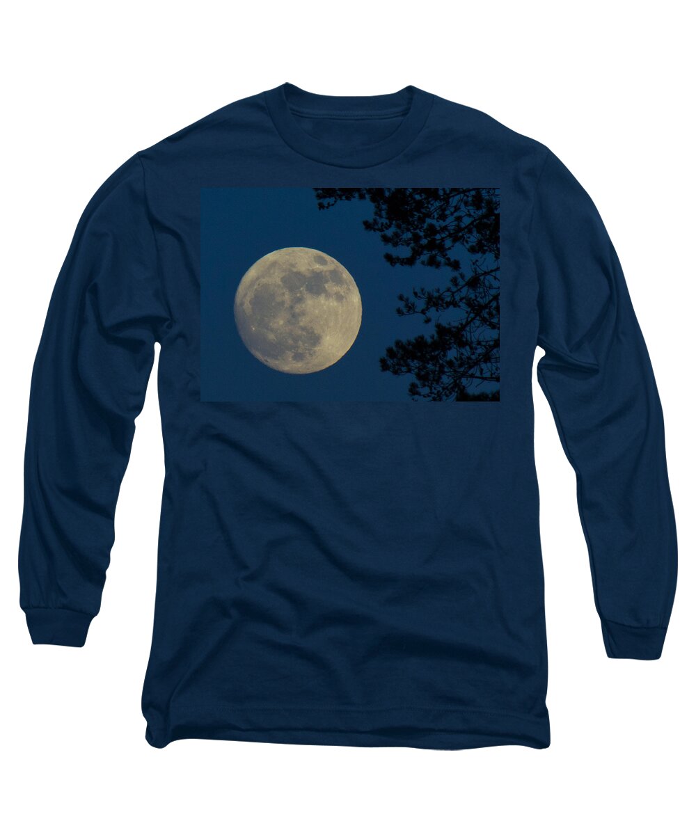 Moon Long Sleeve T-Shirt featuring the photograph Winter Moon by Randy Hall