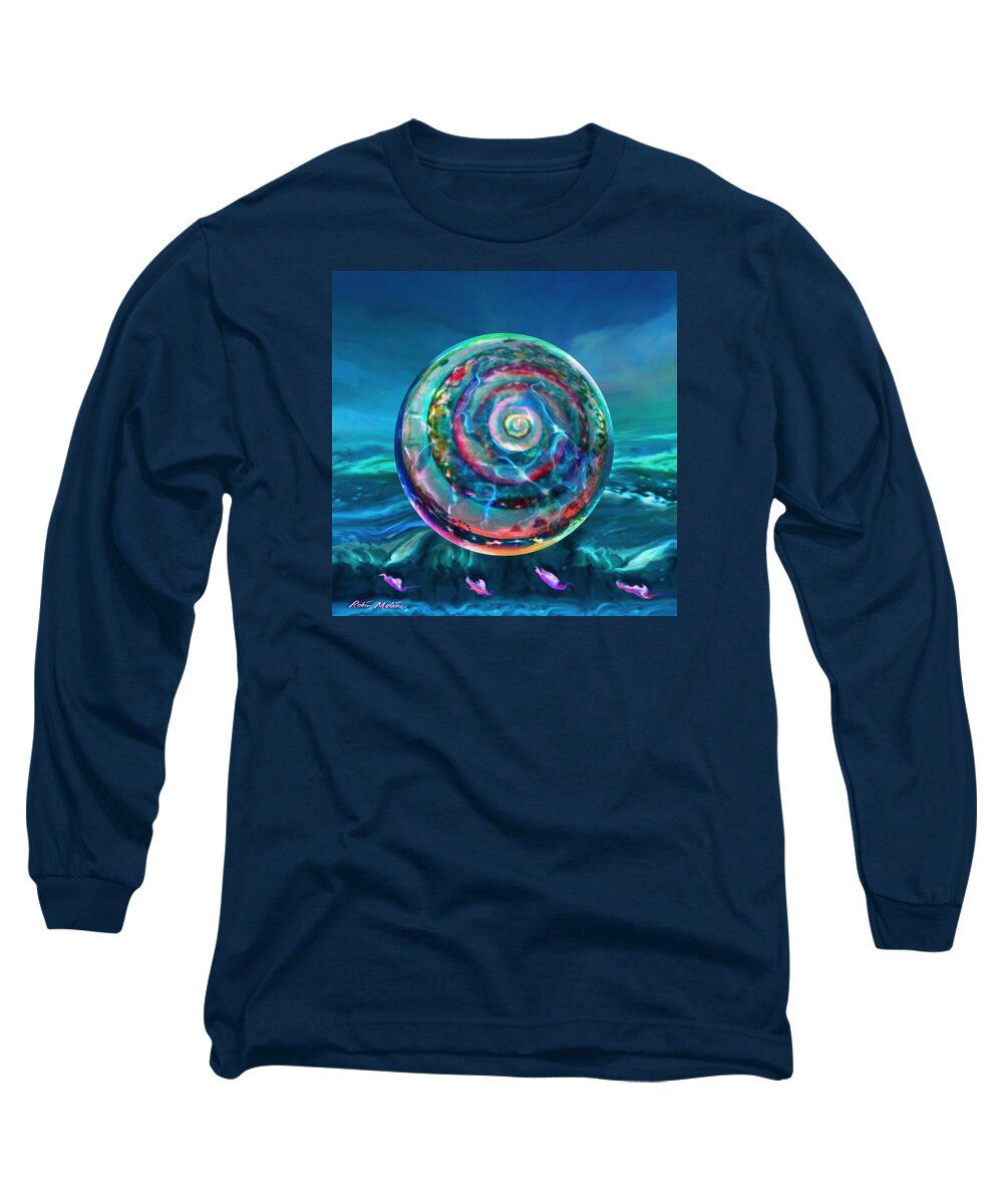 Storms Long Sleeve T-Shirt featuring the painting Withstanding Orby Weather by Robin Moline