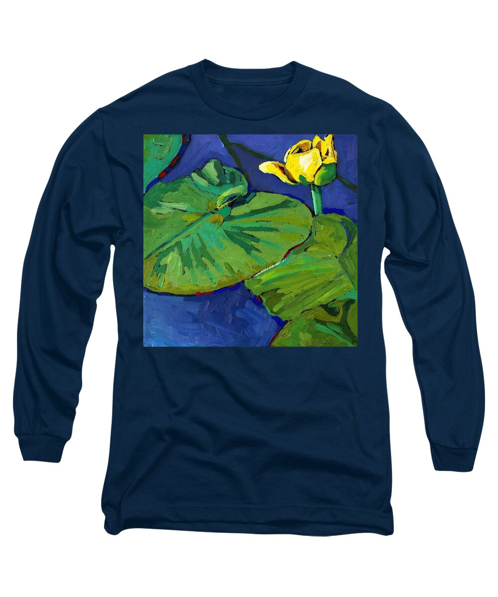 1745 Long Sleeve T-Shirt featuring the painting Yellow Lily by Phil Chadwick
