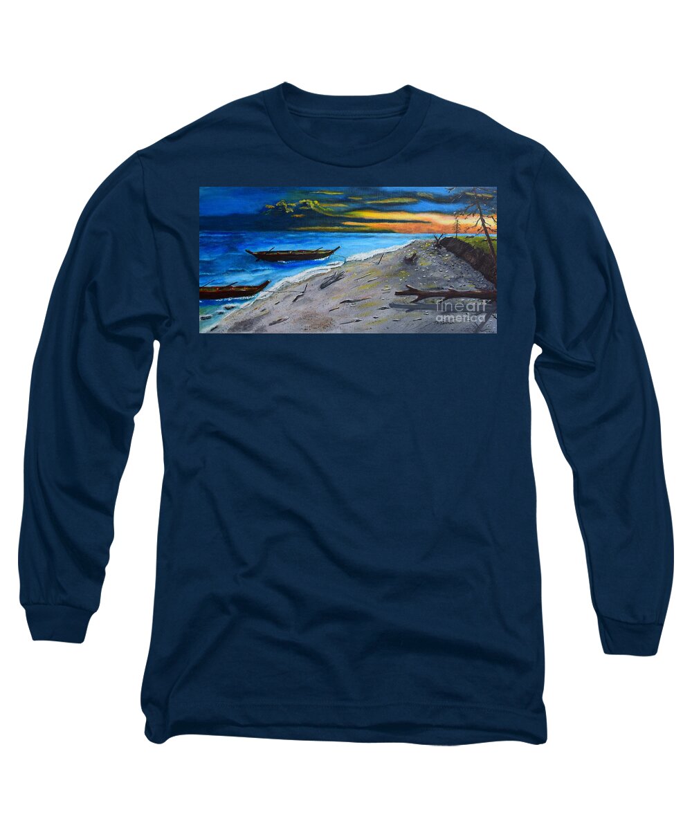 Zombie Island Long Sleeve T-Shirt featuring the painting Zombie Island by Melvin Turner