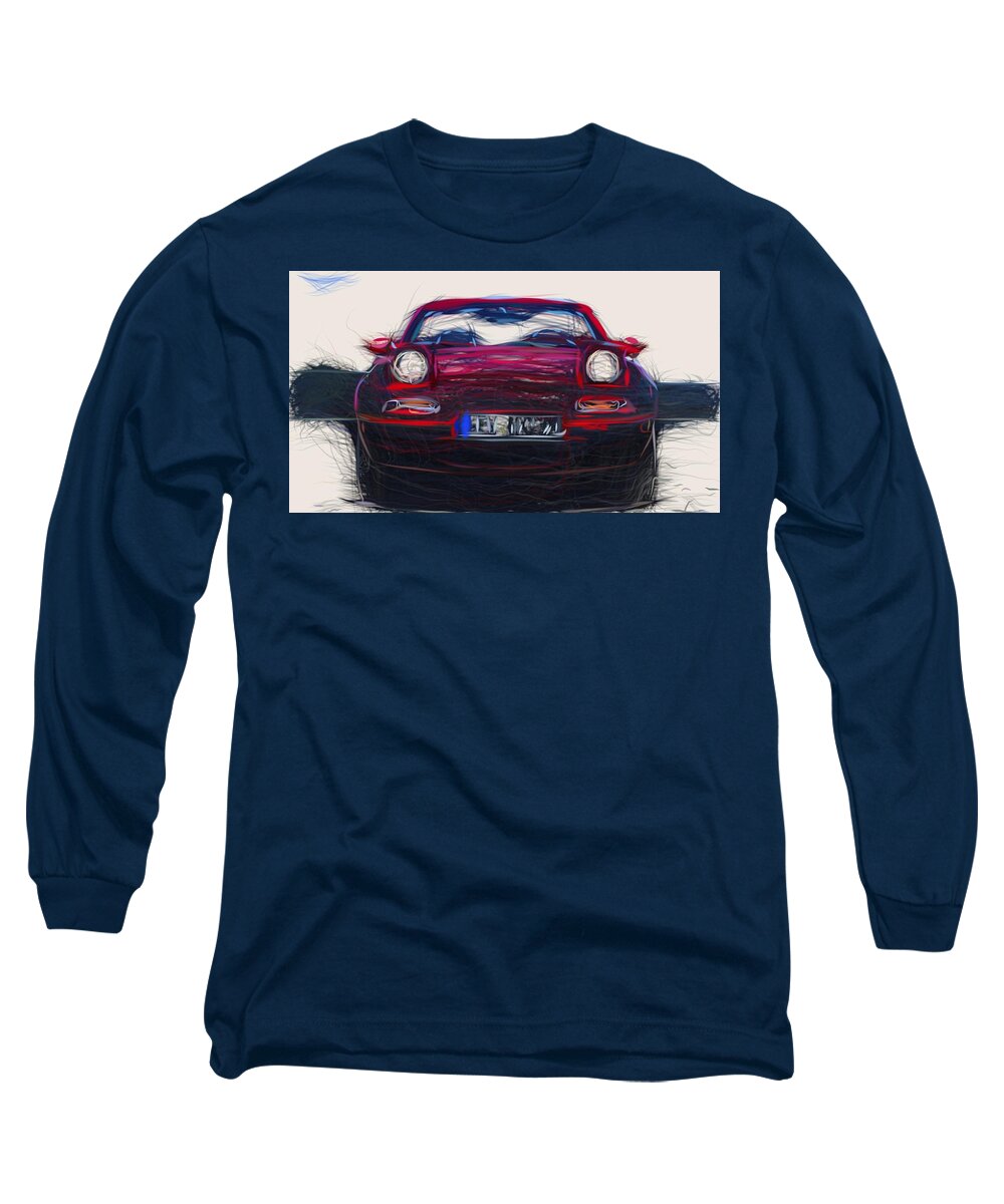 Mazda Long Sleeve T-Shirt featuring the digital art Mazda MX 5 Draw #3 by CarsToon Concept