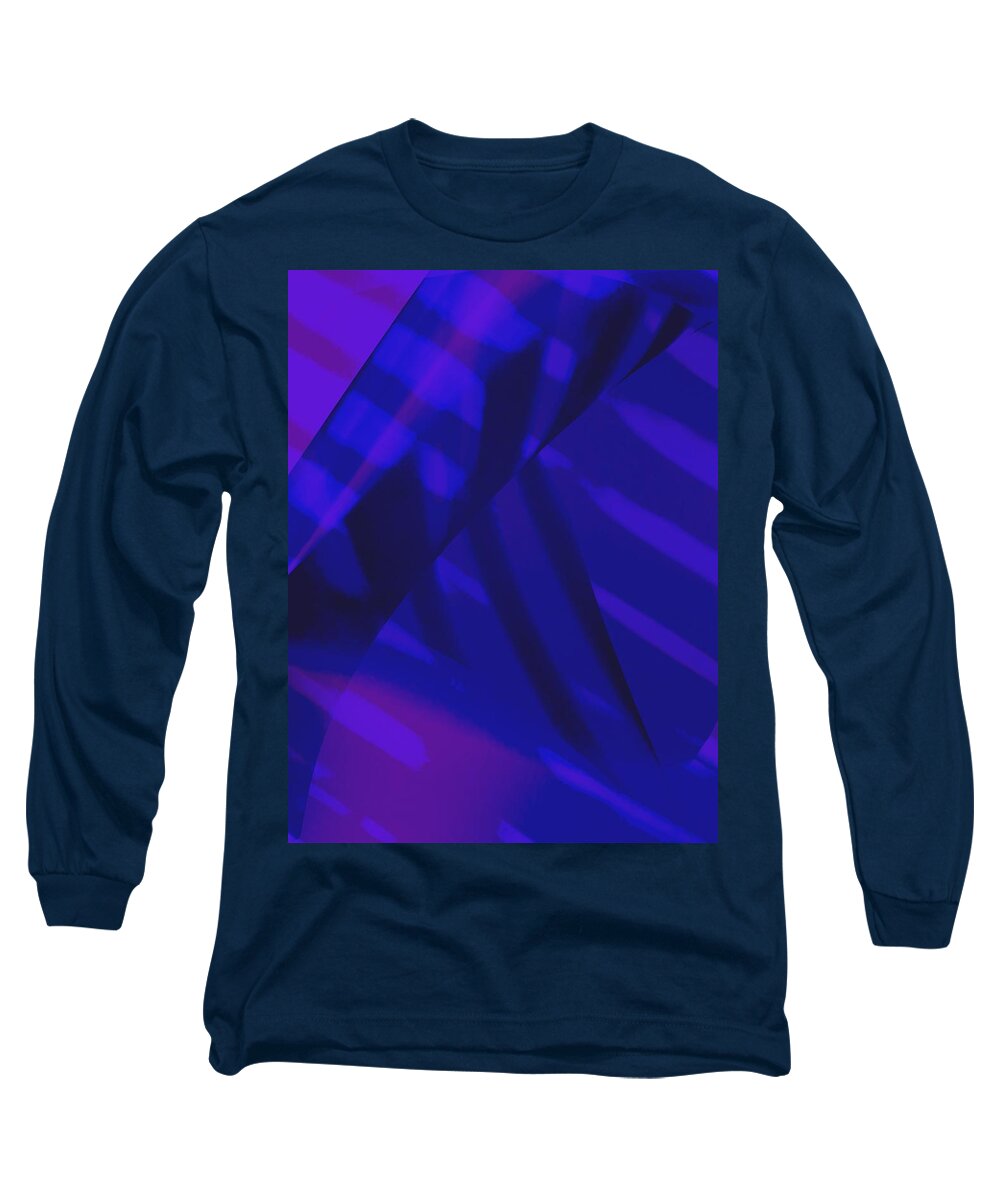 Purple Long Sleeve T-Shirt featuring the photograph Abstract Art Tropical Blinds Neon Ultraviolet Electric Blue by Itsonlythemoon -