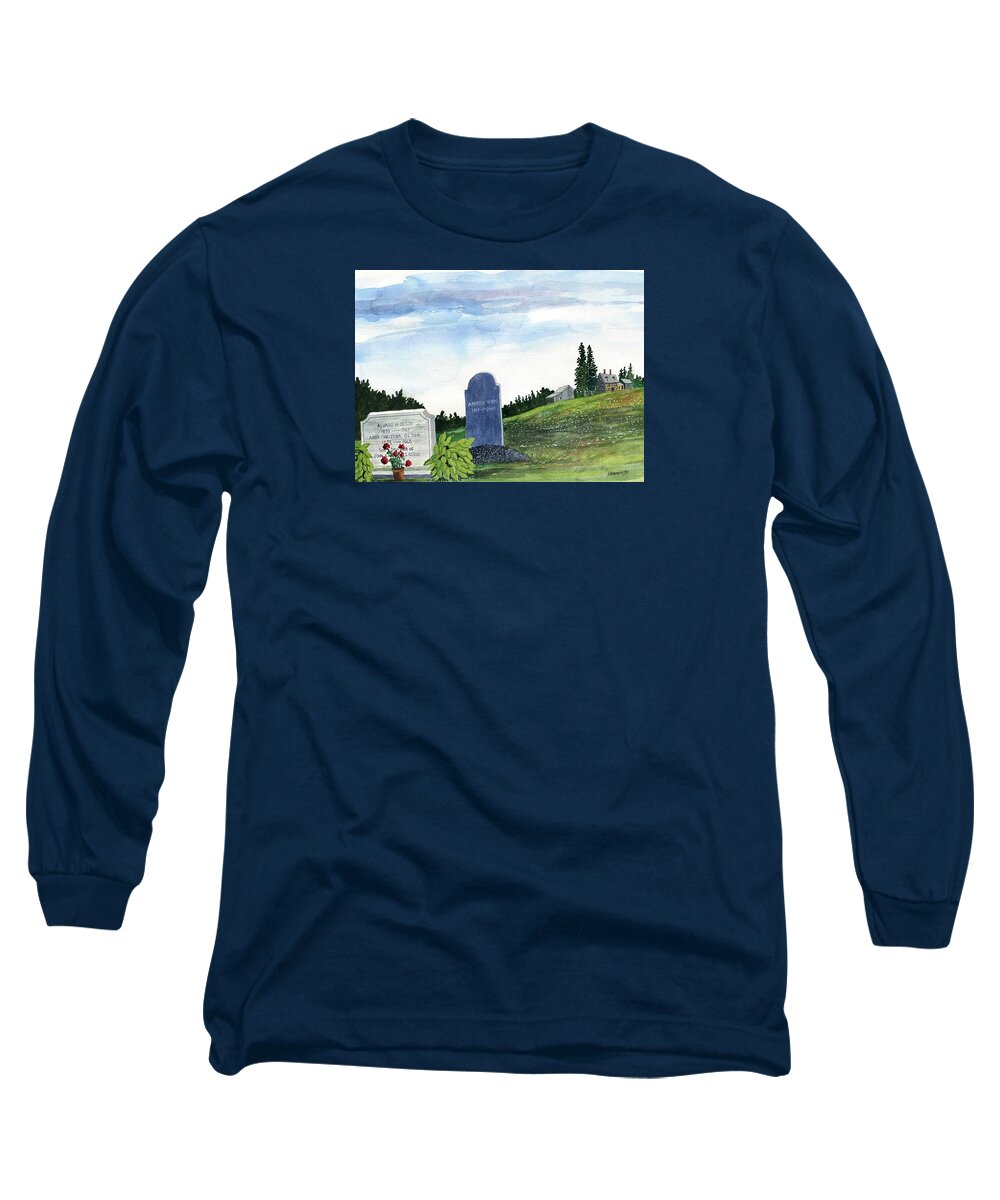 Andrew Wyeth Long Sleeve T-Shirt featuring the painting Andrew,Christina and Alvaro, a tribute by Jeff Blazejovsky