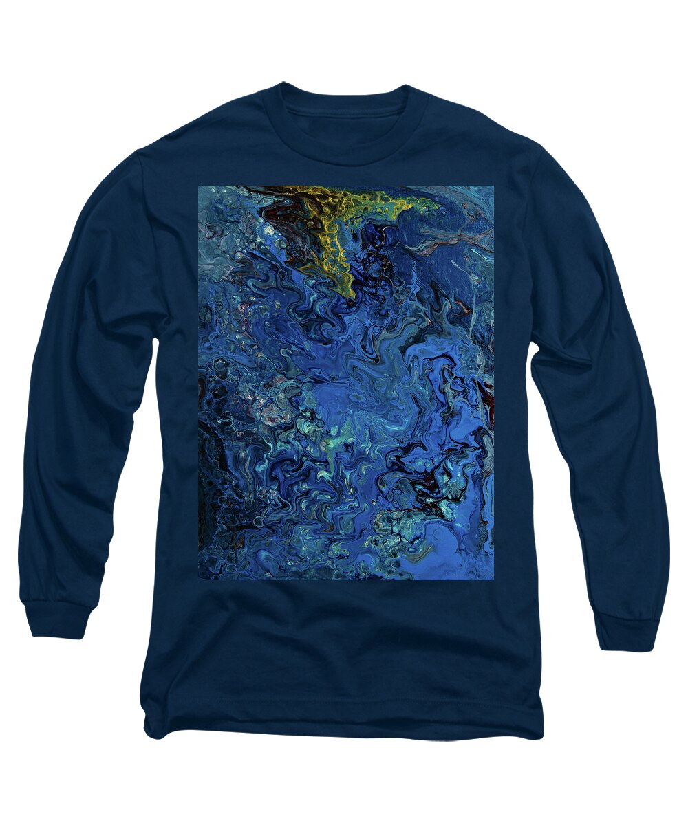 Fluid Long Sleeve T-Shirt featuring the painting Azure by Jennifer Walsh