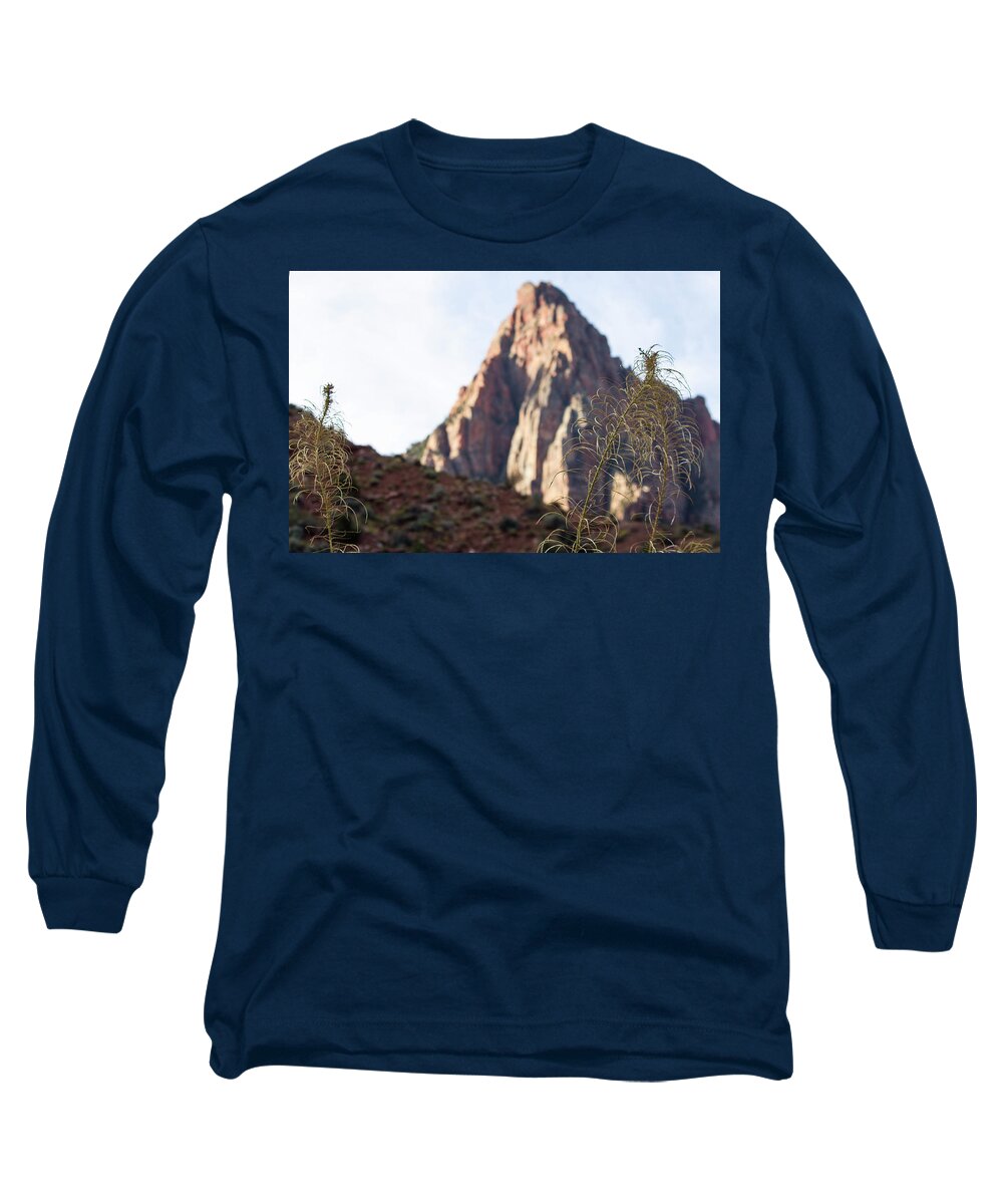 Zion National Park Long Sleeve T-Shirt featuring the photograph Bee-weed and Zion's Watchman by Jonathan Thompson