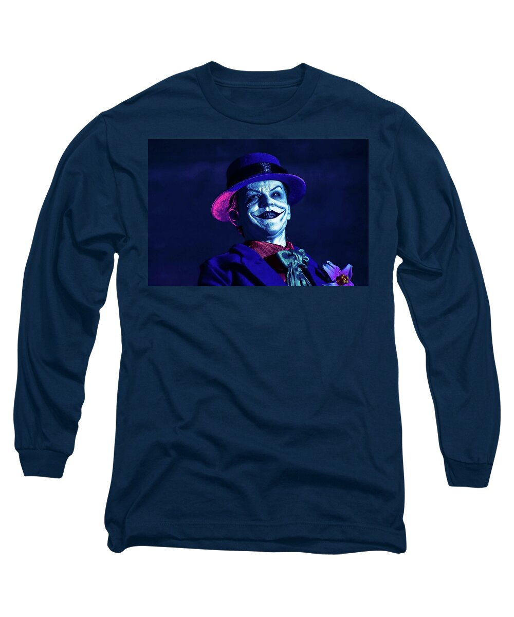 The Joker Long Sleeve T-Shirt featuring the digital art Go with a Smile by Jeremy Guerin