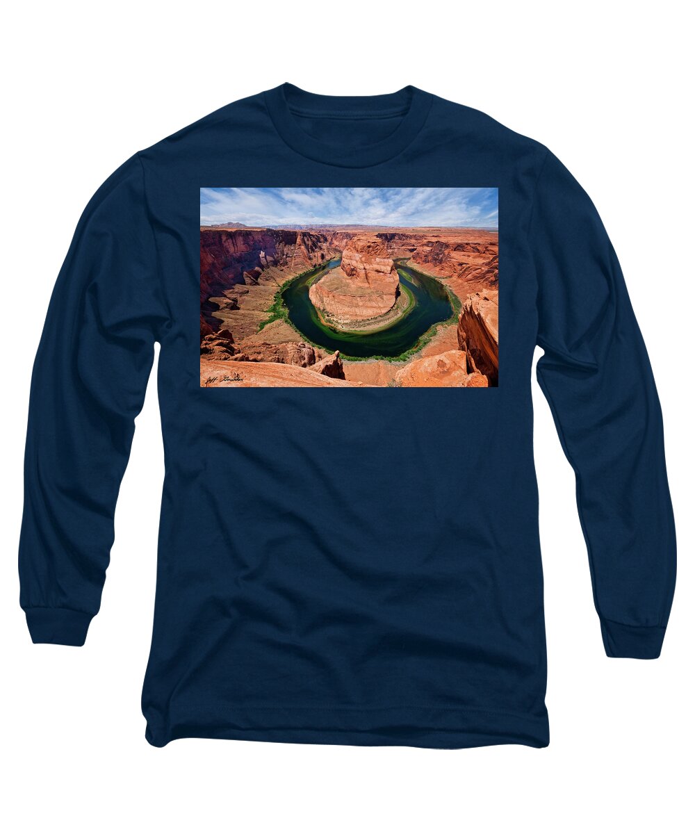 Arid Climate Long Sleeve T-Shirt featuring the photograph Horseshoe Bend on the Colorado River by Jeff Goulden