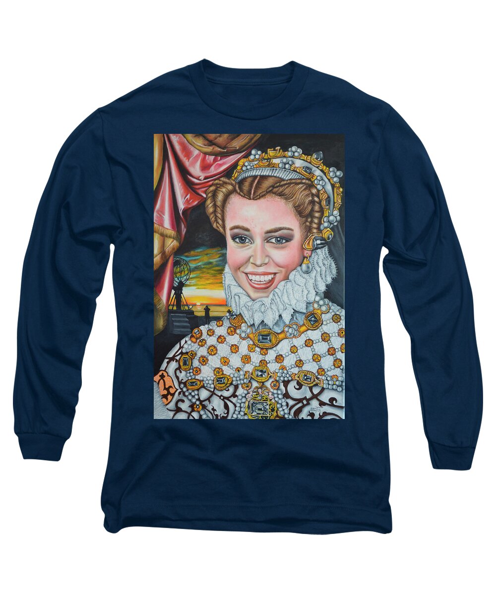 Beauty Long Sleeve T-Shirt featuring the painting Lady Merete of Norway by O Yemi Tubi