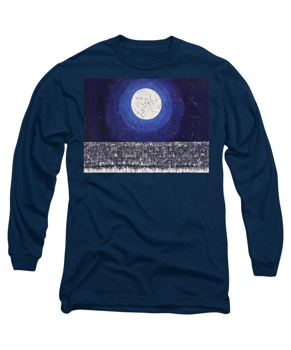 Moon Long Sleeve T-Shirt featuring the painting Moonbathing original painting by Sol Luckman