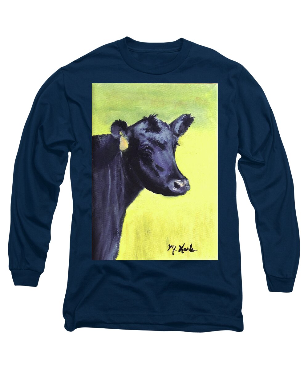 Cow Long Sleeve T-Shirt featuring the painting Nelson's Cow by Marsha Karle