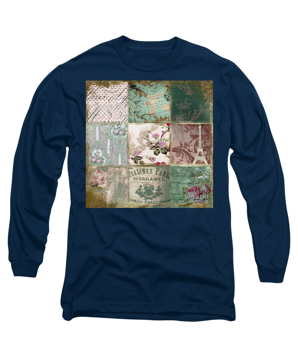 Vintage Paris Long Sleeve T-Shirt featuring the painting Nine Times Paris by Mindy Sommers