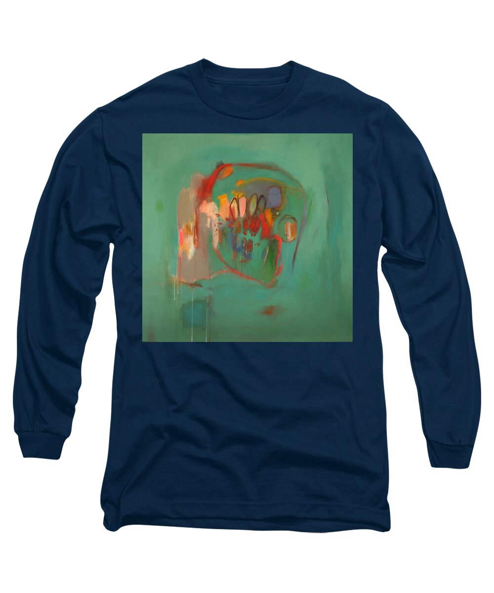 Green Long Sleeve T-Shirt featuring the painting Nursery Games by Janet Zoya