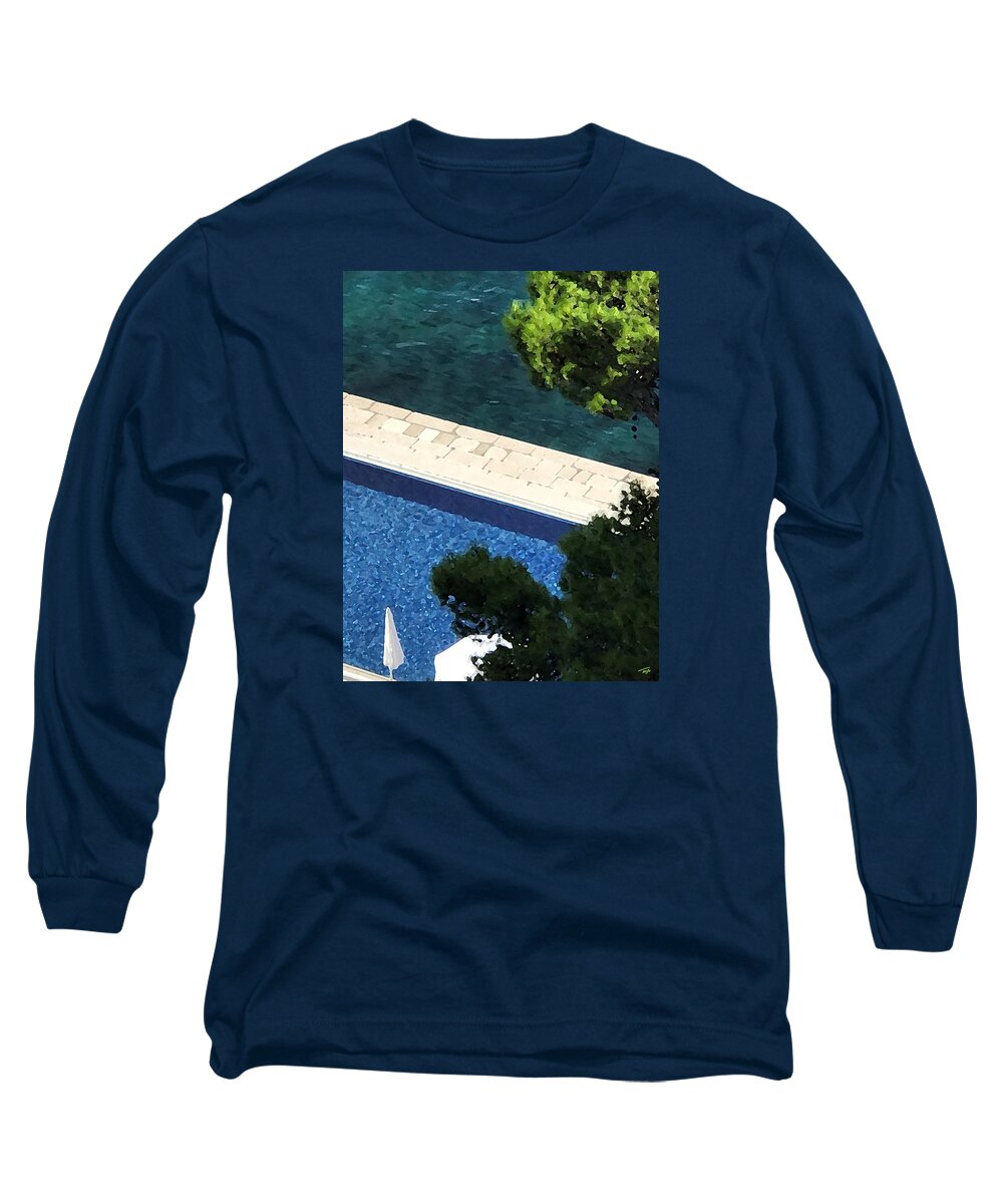 Croatia Long Sleeve T-Shirt featuring the photograph Pool and Sea by Tom Johnson