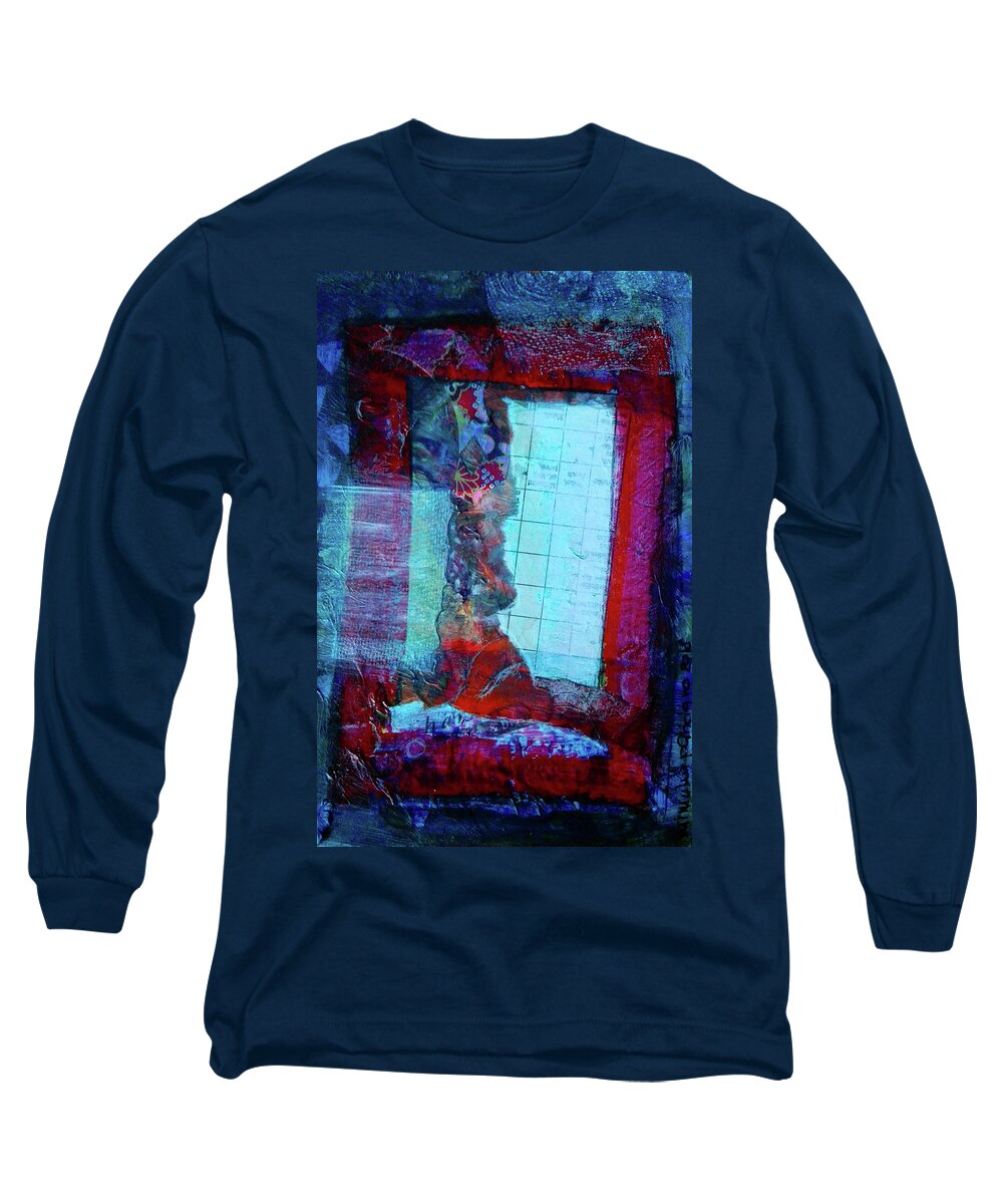 Window Long Sleeve T-Shirt featuring the mixed media Red Window by Mimulux Patricia No