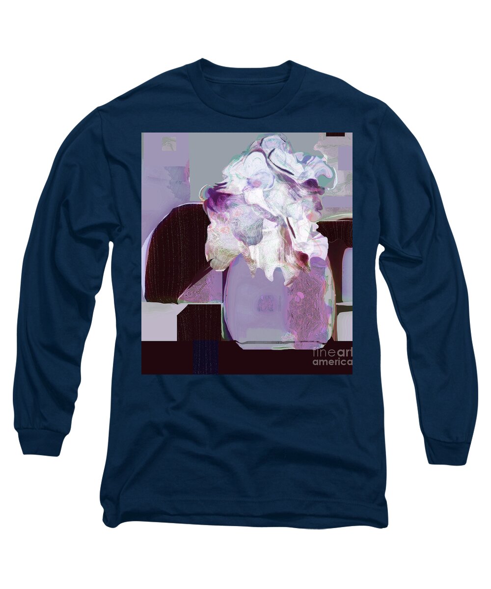 Square Long Sleeve T-Shirt featuring the mixed media Romancing the Moon by Zsanan Studio