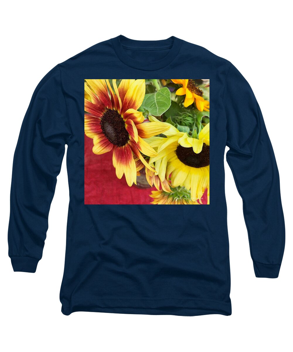 Brushstroke Long Sleeve T-Shirt featuring the photograph Sunflowers by Jori Reijonen