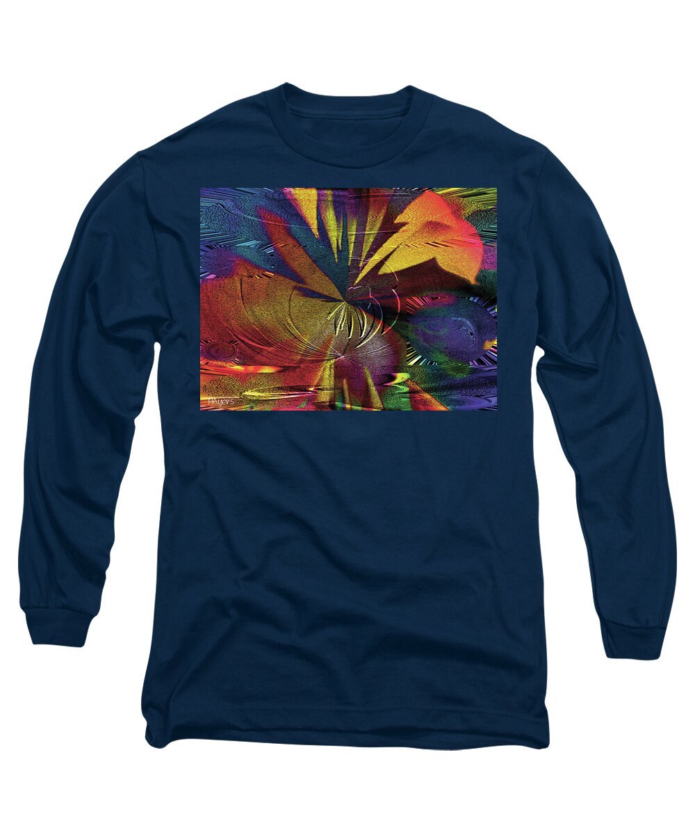 Abstract Digital Art Long Sleeve T-Shirt featuring the digital art Tropicale by Paula Ayers