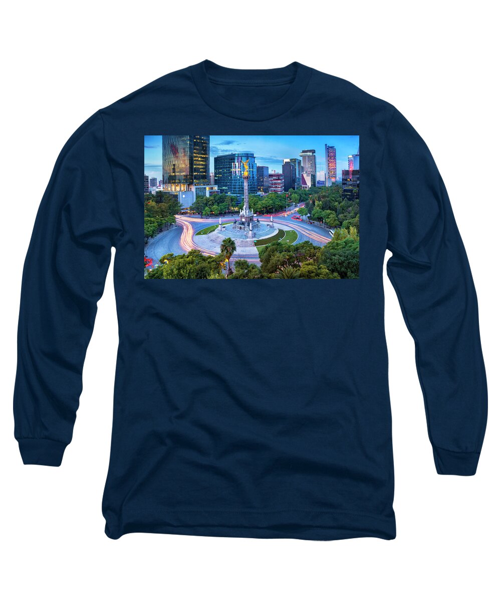 Estock Long Sleeve T-Shirt featuring the digital art Victory Column, Mexico City, Mexico by Claudia Uripos